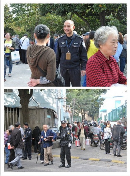 派出所和校保卫处工作人员维持秩序