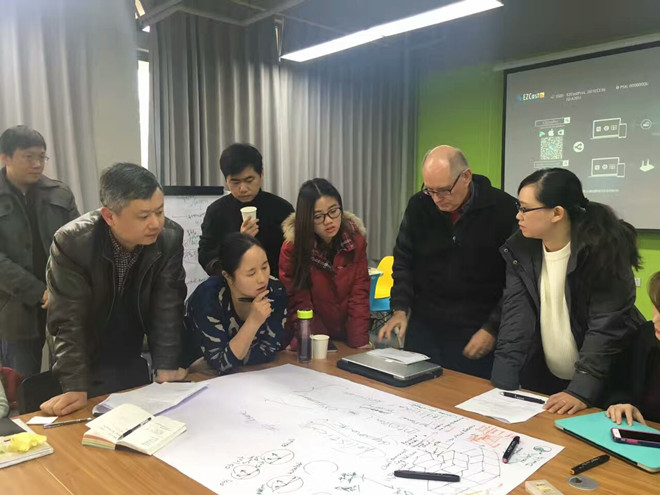 图三 研讨工作坊成员就具体设计问题开展头脑风暴